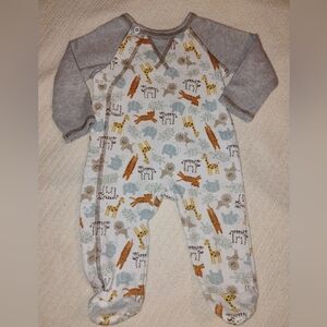 Mud Pie Zoo Animals Snap Up Footie Pajamas Baby 3-6M